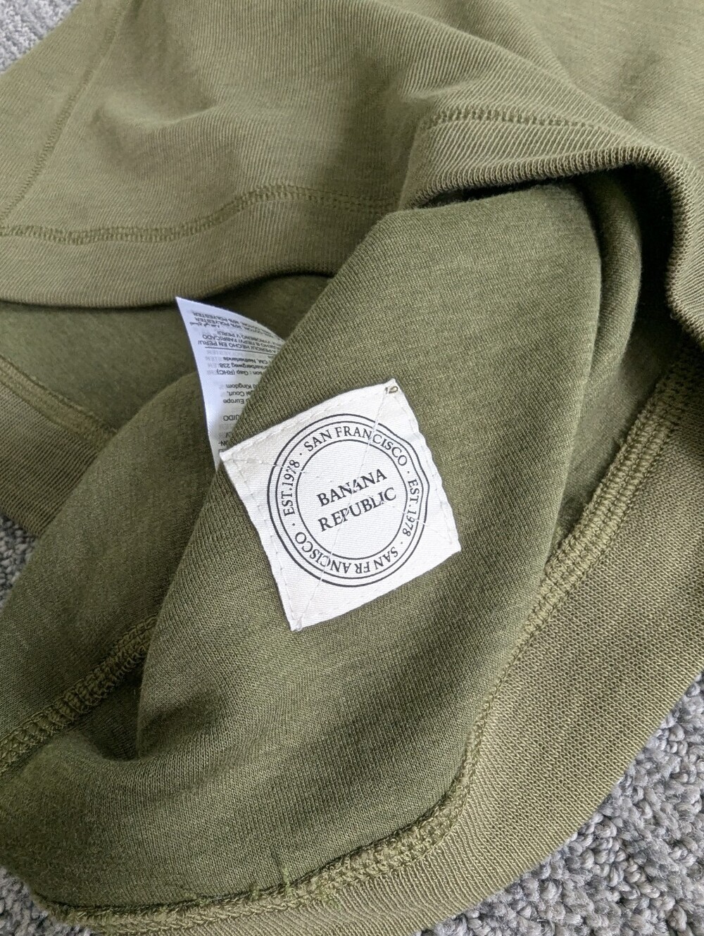 Banana Republic Slub Double-Knit Crew-Neck T-Shirt Green Mangrove Soft Classic - Picture 8 of 10